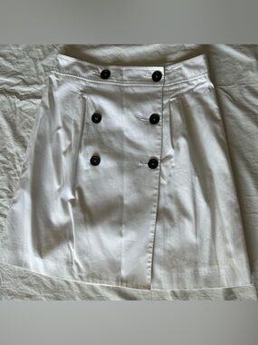 Mango Classic White Double-Breasted A-Line Skirt